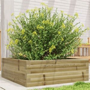 VidaXL Jardinière 70x70x23 cm bois de pin imprégné, jardinière d'extérieur, bac à fleurs, boîte à plantes, jardinière de terrasse, jardinière d'herbes