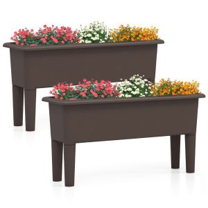 Coast Planter Raised - Lot de 2 - Plastique - Max. 30 kg - 80 x 30 x 40 cm - Marron