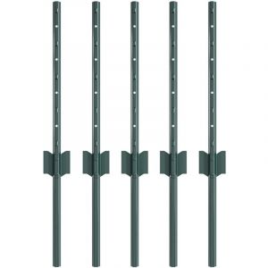 VidaXL Poteaux de clôture 5 pcs Vert 40 cm Acier