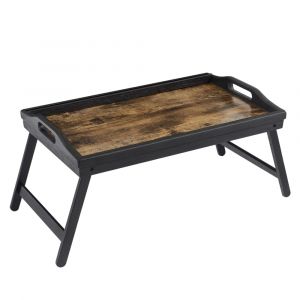 Songmics Table De Lit Avec Pieds En Bambou Réglables, Support Pour Ordinateur Portable, Plateau Snack Petit-Déjeuner, Marron Rustique