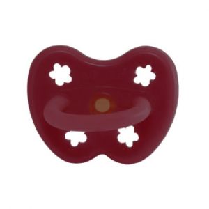 Hévéa Sucette tétine ortho 3-36 mois caoutchouc naturel fleur bordeaux - sucettes caoutchouc naturel