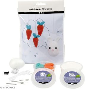 Creotime Kit activité enfant - Modelage Silk Clay - Suspensions de Pâques