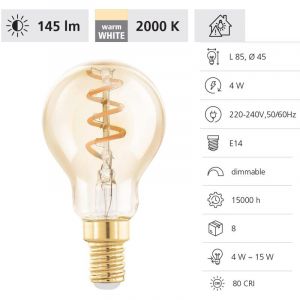 Image de Eglo Illuminant led E14 l: 8.5cm ø: 4.5cm dimmable 2000K