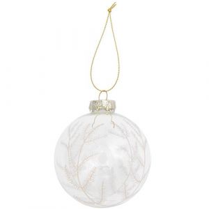 Rico Boule de Noël en verre fougères dorées Ø 8 cm