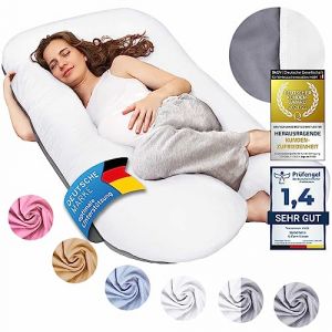 SMOOTHY Oreillers de Grossesse, oreillers latéraux, oreillers de positionnement, oreillers pour bébé et oreillers d'allaitement en Forme de U Housse 100% Coton (Junior XL, 120 x 70 cm, Duo)