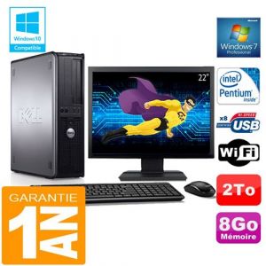 Dell Pc 780 dt intel e5300 ram 8go disque 2 to wifi w7 ecran 22'