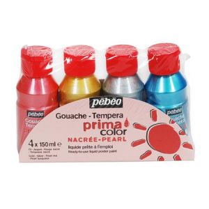 Pebeo Primacolor liquide - Assortiment de 4 flacons de 150 ml - Couleurs nacrées