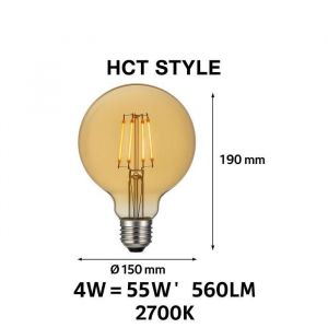 Ampoule Led Decorative G150 E27 4w Equivalent 55w 2700k Blanc Chaud Style Edison Vintage Retro - Hct Style