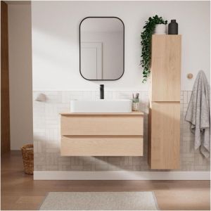 Ensemble meuble simple vasque 80cm +vasque+robinet+miroir+colonne