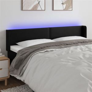 VidaXL Hoofdbord LED 163x16x78/88 cm kunstleer zwart3123052