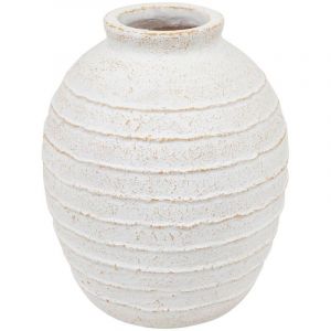 Atmosphera Jarre Romia blanc H38cm cr&eacute;ateur d'int&eacute;rieur