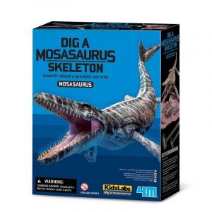 4M - Kidz Labs 4M Kidzlabs: DETERRE-TON-DINOSAURE (Mosasaurus), squelette dans un bloc de plâtre, boîte 17x22x6cm,