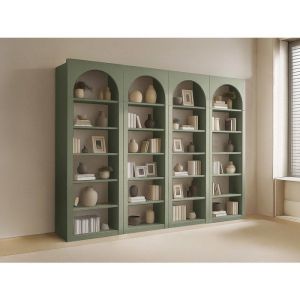 Lot de 4 biblioth&egrave;ques avec 6 niches - Kaki - CYMORA