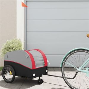 VidaXL Remorque de vélo noir et rouge 30 kg fer
