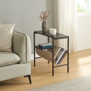 Table d'appoint Samnanger avec porte-revues 60 x 28 x 53 cm noir gris