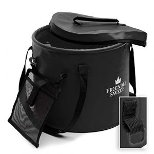 Image de The Friendly Swede Seau Pliant &Eacute;tanche pour Camping, Voyages, Jardin, P&ecirc;che, Bateau, Plage, Randonn&eacute;es et Pique-niques, Sac &agrave; Eau Portable et Pliable (Noir 23L)