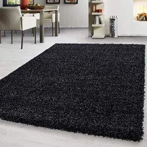 Teppium Uni Tapis de Salon Shaggy Uni Tapis Anthracite 160x230 cm Chambre Tapis Poil Long Moelleux et Doux