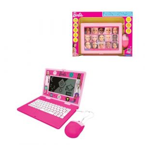 Lexibook Ordinateur Portable Parlant &eacute;ducatif bilingue Barbie avec 170 activit&eacute;s (85 dans Chaque Langue) Grand &eacute;cran de 6.7&rdquo; en Anglais et fran&ccedil;ais, Rose, JC599BBi1