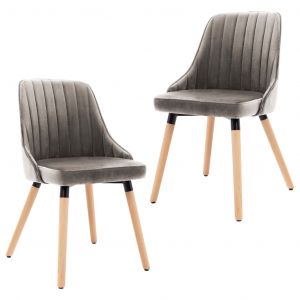 Image de VidaXL Chaises de Salle à Manger Velours 2 pcs Gris Clair