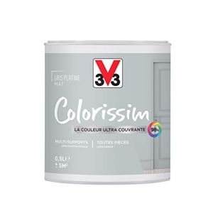 V33 Peinture murale intérieure Colorissim Gris platine mat 0,5L -