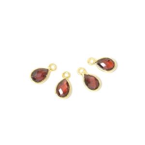 Pendentif Serti Goutte Grenat Dor&eacute; &agrave; l'or fin 24K