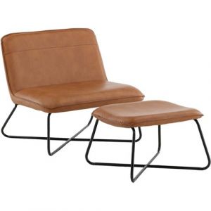 Venture Home - Fauteuil et repose pieds en acier et polyuréthane marron X