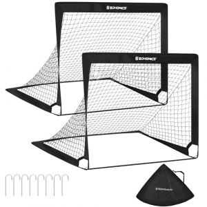 Songmics Lot De 2, Cage De Football Pour Enfants, Pliable, Filet De Football, Montage Rapide, Pour Jardin, Cours, Cadre En Fibre De Verre, Tissu Oxford Et Polyester, Noir
