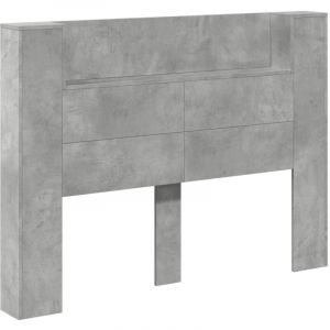 VidaXL Armoire tête de lit avec led gris béton 140x16,5x103,5 cm Gris béton