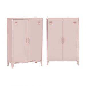 Lot de 2 commodes/armoires métal 2 portes Soho rose L 75 x P 33 x H 110 cm