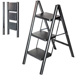 Escabeau 3 marches FOLDPACT3, Marche pied pliable, Design ultra-compact, Marches larges 17