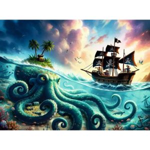 Ravensburger Puzzle 100 pi&egrave;ces XXL : Le tr&eacute;sor du kraken