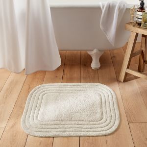 Tapis de bain coton recyclé tufté, Romane Ecru Taille 50X70 cm;60X100 cm;70X120 cm