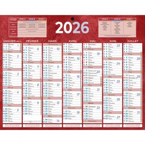 CALENDRIER 215 ROUGE 21 x 26,5 cm BOUCHUT