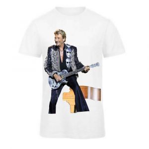 Johnny hallyday Tee Shirt Homme Blanc