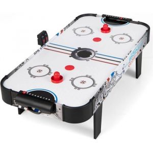 COSTWAY Table Air Hockey avec Compteur de Points Electronique 6W LED 2 Palets 2 Poussoirs 2 Cages de But Jeux d'Arcade pour Enfant