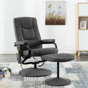 Image de VidaXL Fauteuil de massage avec repose-pied Gris foncé Tissu