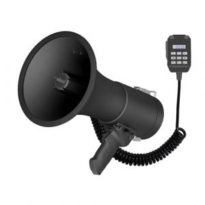 Velleman Mégaphone puissant de 50 W avec sirène intégrée, porte voix, enregistrement de 700 secondes, réglage du volume, Bluetooth