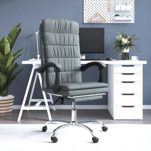 VidaXL Fauteuil inclinable de bureau Gris fonc&eacute; Tissu - Gris fonc&eacute;