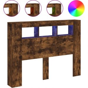 Design In - Tête de lit à led chêne fumé 140x18,5x103,5cm bois d'ingénierie vidaXL370883 - Brun