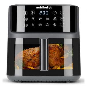 Nutribullet Crisplite Vision NBA0811DG, Airfryer, Friteuse &agrave; Air Chaud 8L, Temp&eacute;rature Num&eacute;rique 80-200&deg;, sans PFAS, 8 Pr&eacute;r&eacute;glages Automatiques, Tactile, Panier Lavable Lave-Vaisselle, 2000W, Noir Mat