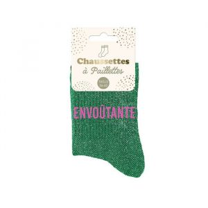 Sud trading Chaussettes vertes paillettes envoutante