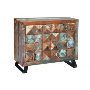 Buffet 2 Tiroirs Bois, Fer Marron 100x40x87cm - Bois-Fer - Décoration d'Autrefois