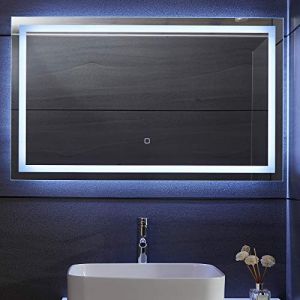 Image de Aquamarin Miroir de Salle de Bain LED - 100x60 cm, CEE: A++, Tactile, Mural, Anti-Bu&eacute;e - Miroir Lumineux, Cosm&eacute;tique, de Maquillage