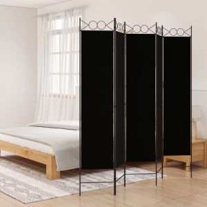 VidaXL Cloison de séparation 5 panneaux Noir 200x200 cm Tissu