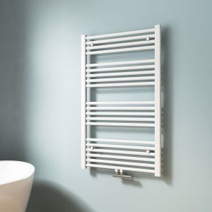 Image de Emke - S&egrave;che-serviette eau chaude, Radiateur s&egrave;che-serviettes raccordement central Blanc 100x60cm 498 Watts