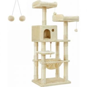 Arbre À Chat, Stable, 2 Niches, Hauteur 143 Cm, Beige