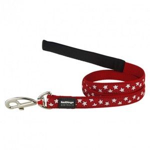 RedDingo Laisse confort pour chien Rouge Etoiles Blanc 1,20 20 mm