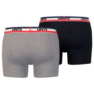 Levi's Men SPRTSWR Logo Boxer Brief 2P, Multicolore (Black/Grey Melange 004), L(Taille du Fabricante:30) (Lot de 2) Homme
