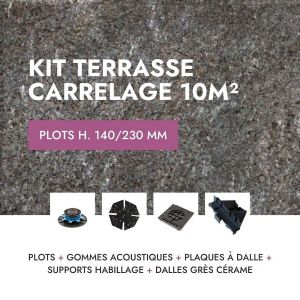 Kit de carrelage terrasse 10m² - Aspect pierre Quartziti 60x60 cm - Mirage - 140/230 mm