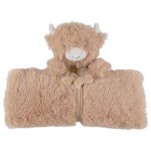 Noukie's Ma premi&egrave;re Couverture Orso 50x50 cm en Veloudoux Beige Taupe/&eacute;cru &ndash; Doudou Plat &eacute;pais et Moelleux &ndash; Lien de Transport &ndash; Personnalisable pr&eacute;nom &ndash; D&egrave;s la Naissance